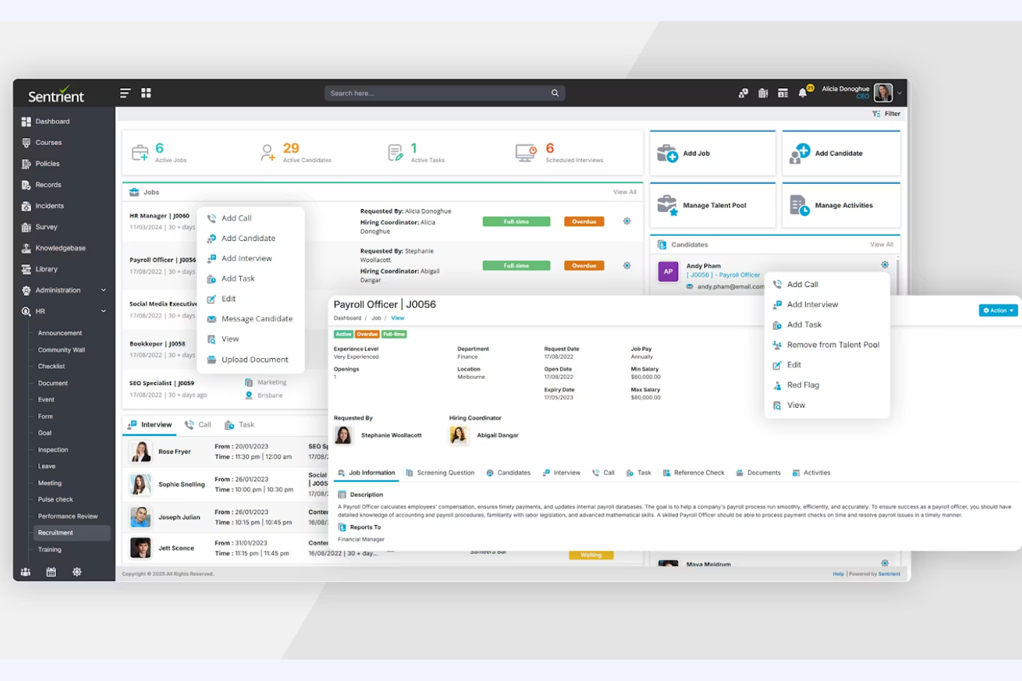 Sentrient screenshot - 27 Best Affordable HR Software Reviewed in 2026