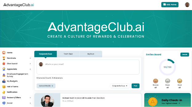 AdvantageClub.ai screenshot - 14 Best AI Employee Recognition Software Tools Reviewed in 2026