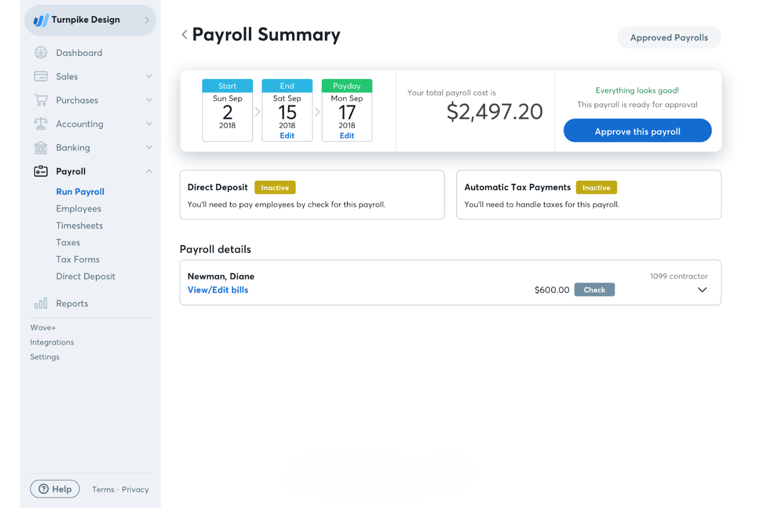 Wave screenshot - 14 Best Cheap Payroll Software Reviewed in 2026