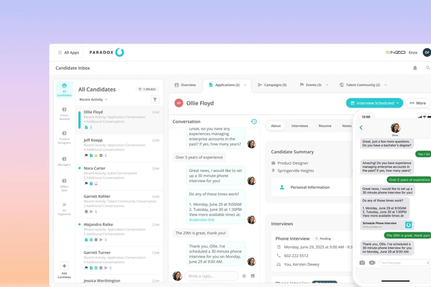 Paradox screenshot - 21 Best Text Recruiting Software Reviewed in 2026