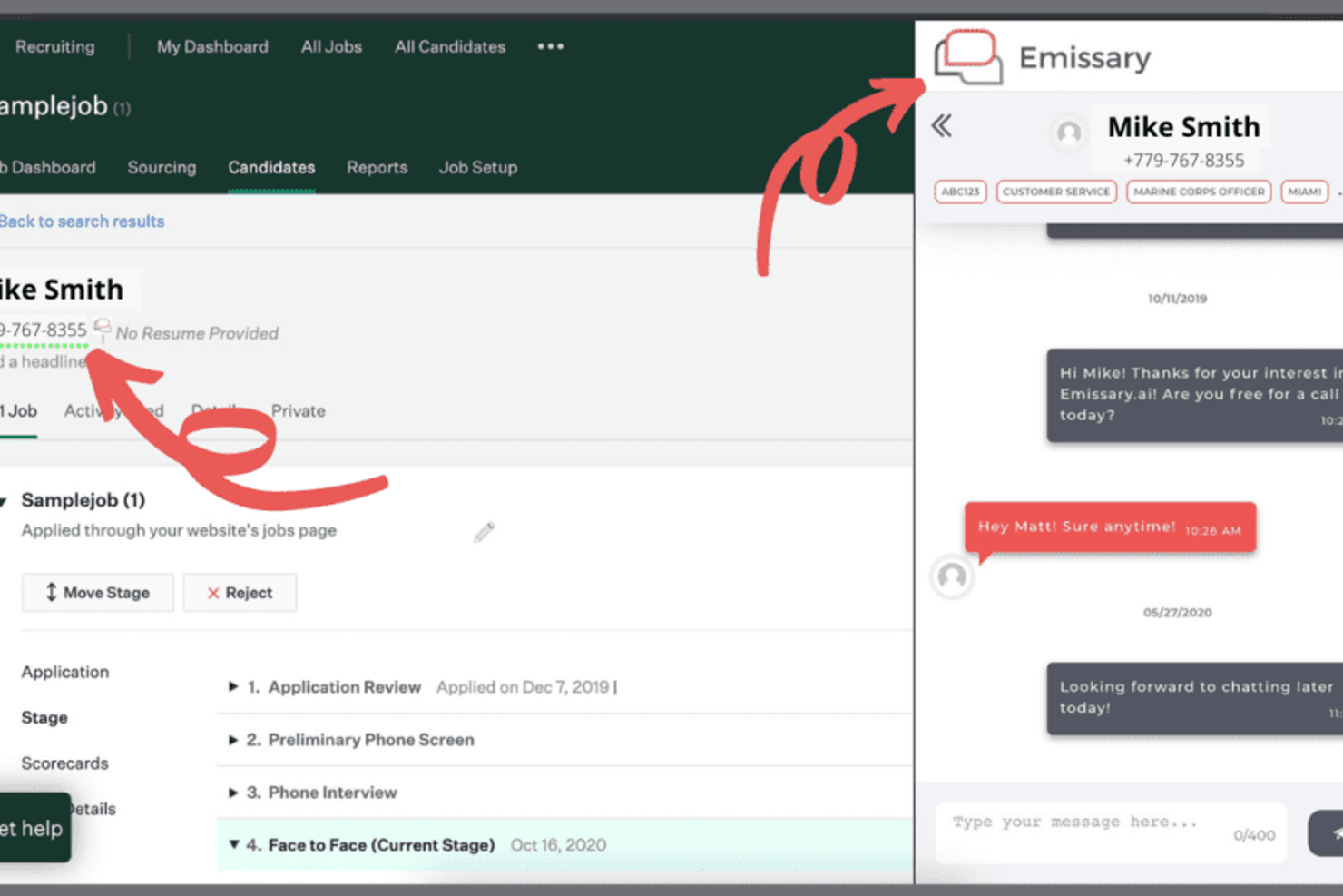 Emissary screenshot - 21 Best Text Recruiting Software Reviewed in 2026