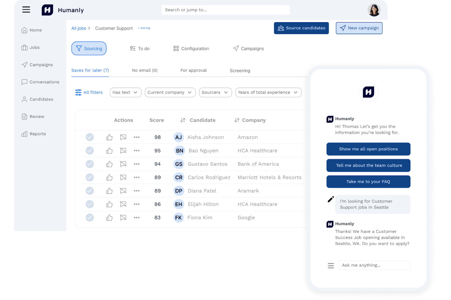 Humanly screenshot - 20 Best AI Recruiting Companies Of 2026