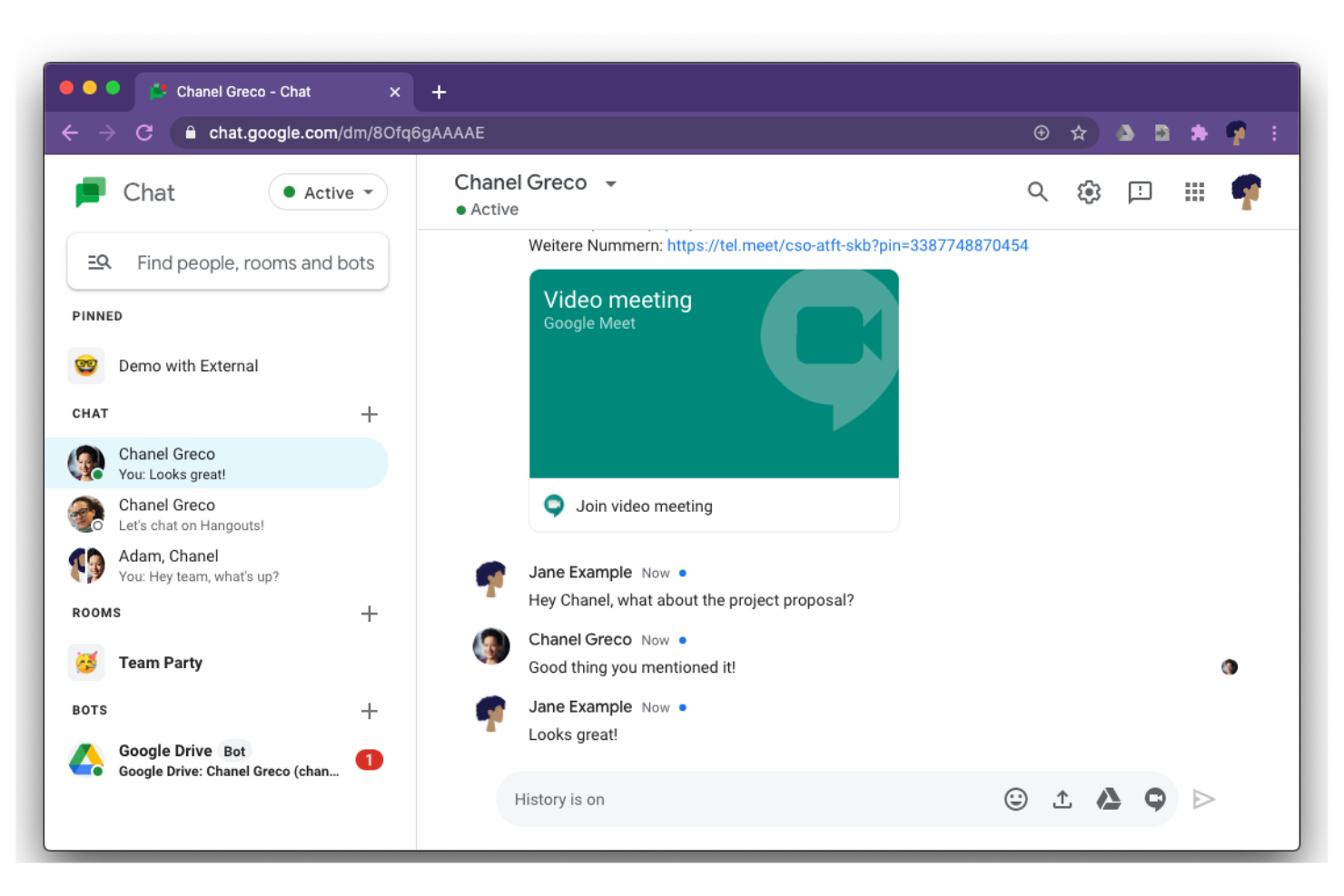 Google Chat screenshot - 22 Internal Communication Tools for 2026
