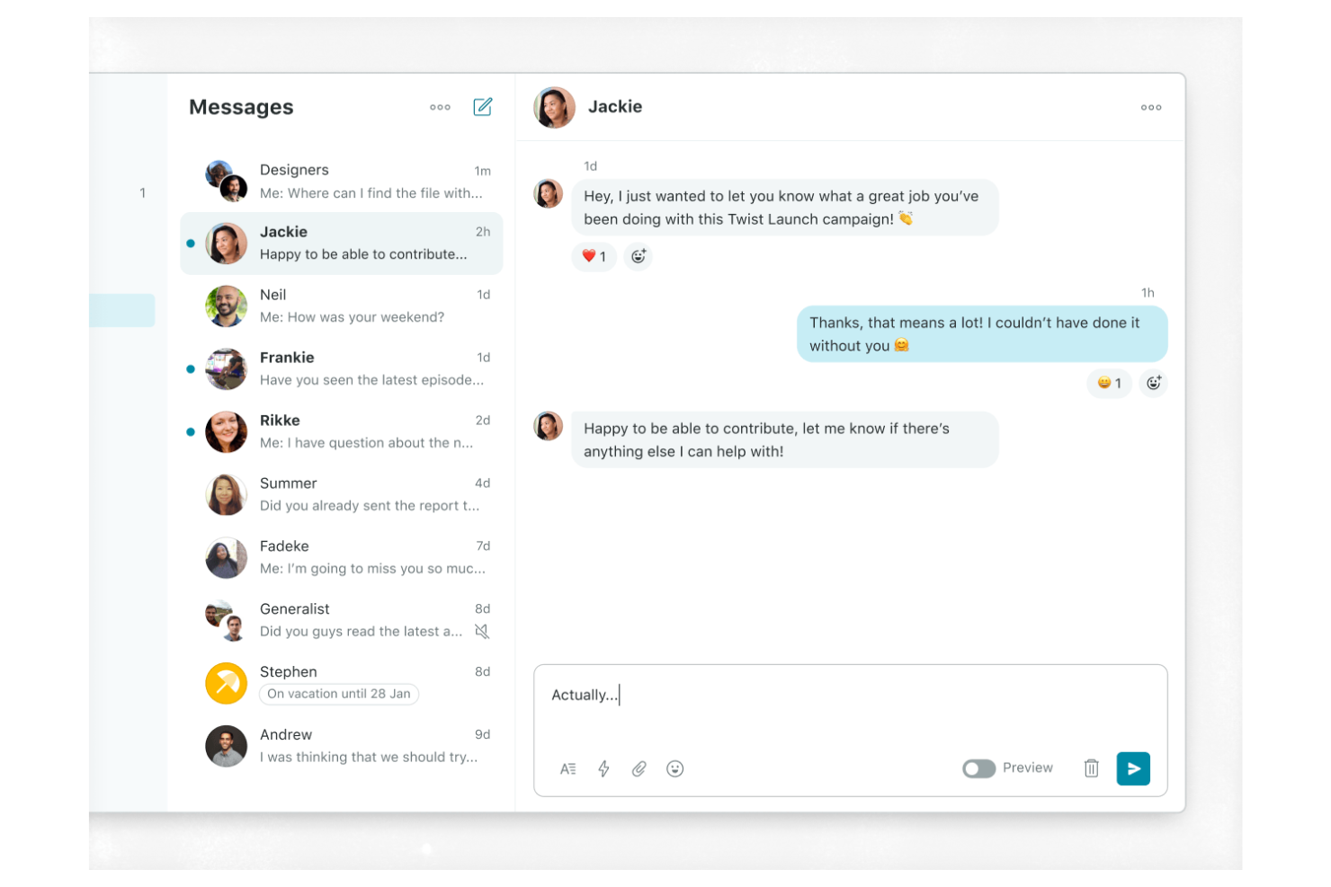 Twist screenshot - 22 Internal Communication Tools for 2026