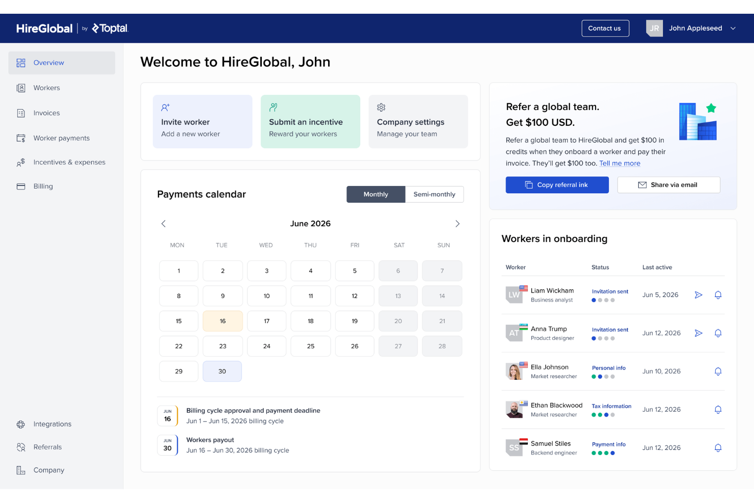 HireGlobal screenshot - 10 Best Online Payroll Software of 2026