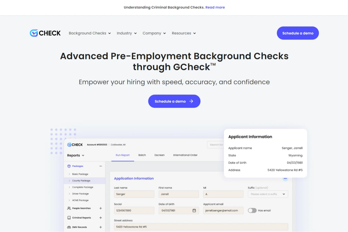 GCheck screenshot - 19 Best Employee Background Check Services Reviewed in 2026