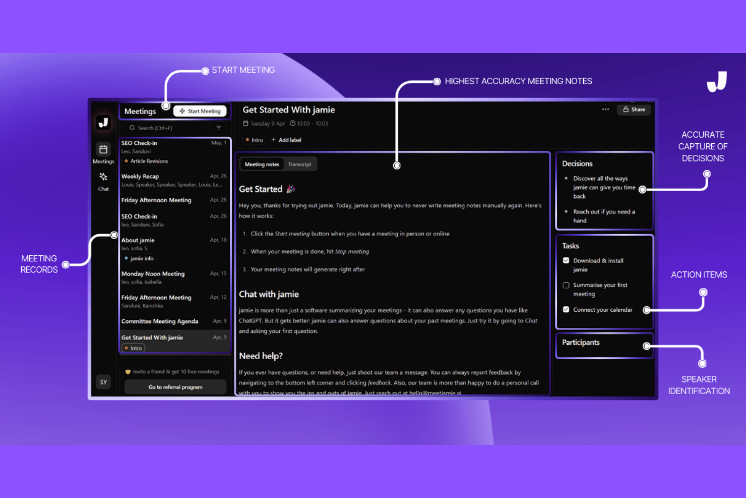 Jamie screenshot - 16 Best Meeting Summary AI Tools for 2026