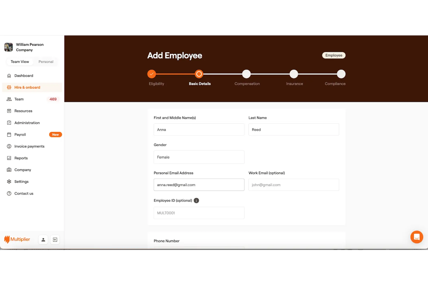 Multiplier screenshot - 20 Top Employer of Record Services in New Zealand for 2026