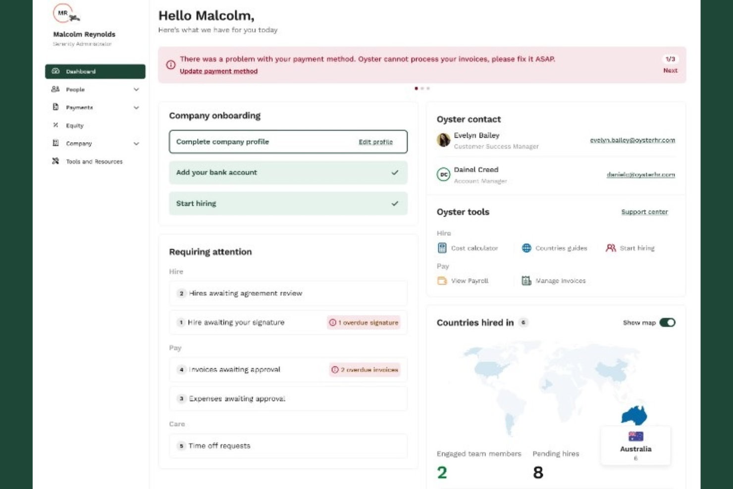 Oyster screenshot - 13 Best Employer of Record Services Thailand in 2026