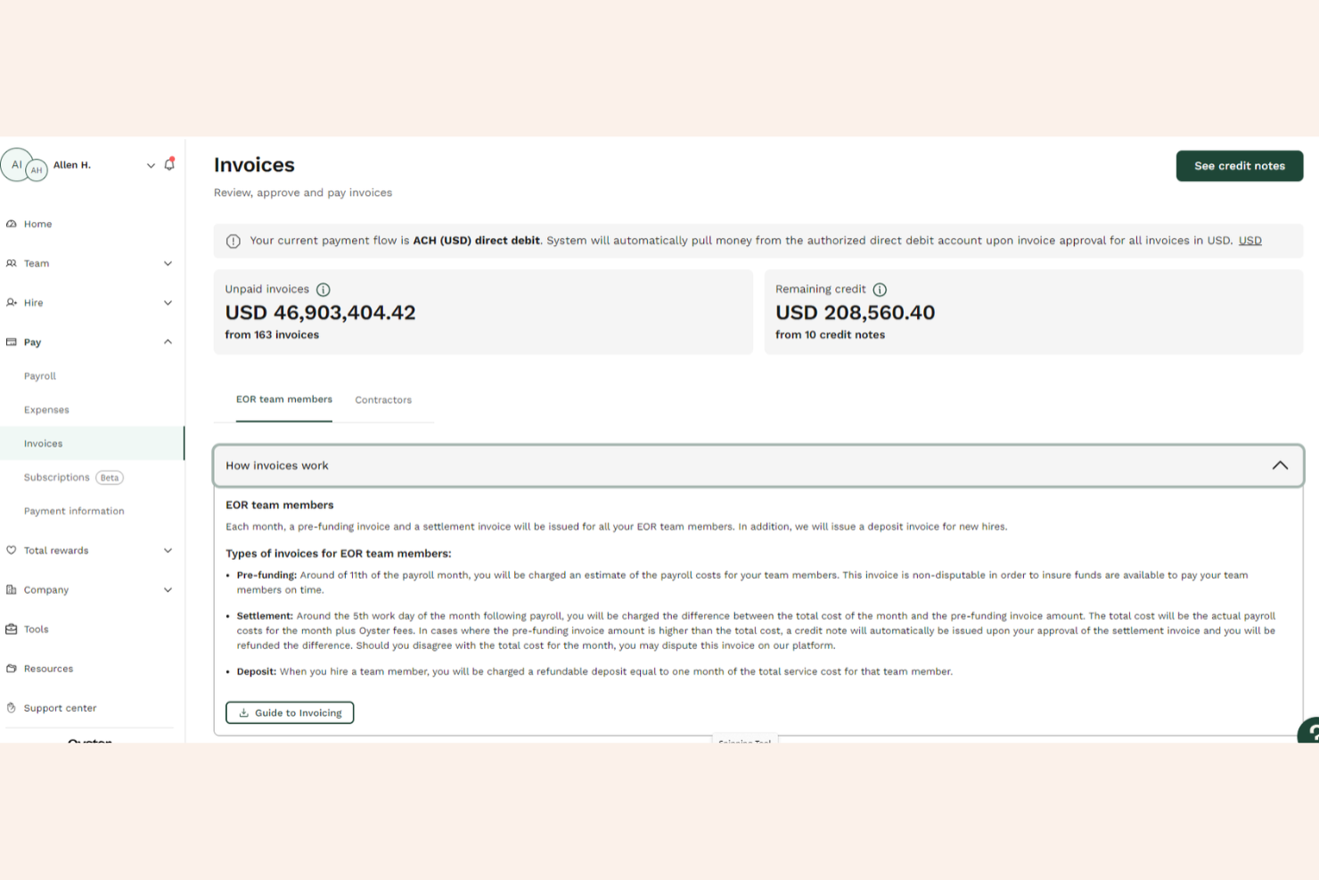 Oyster screenshot - 27 Best Employer of Record Services Sweden in 2026