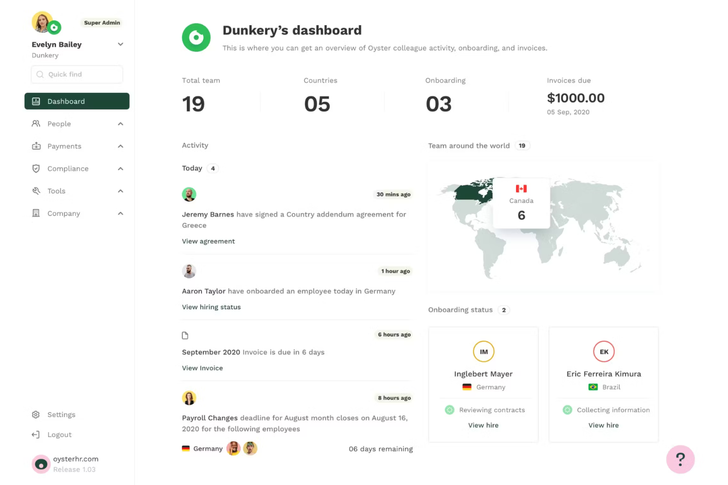 Oyster screenshot - 13 Best EORs for Small Businesses in 2026