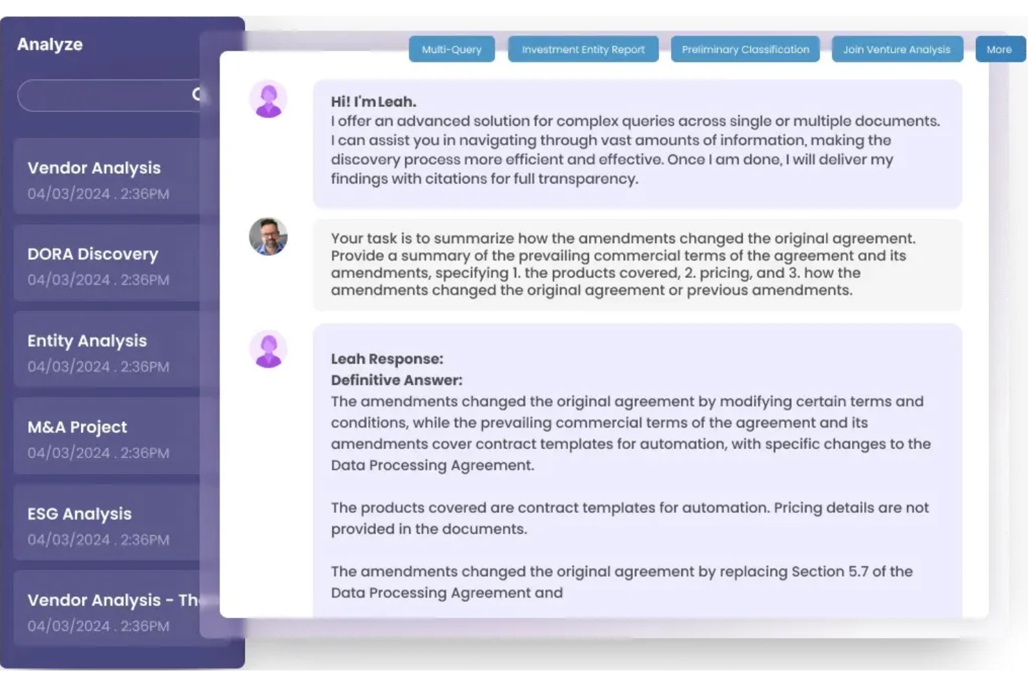 Leah screenshot - 12 Best AI Contract Management Software in 2026