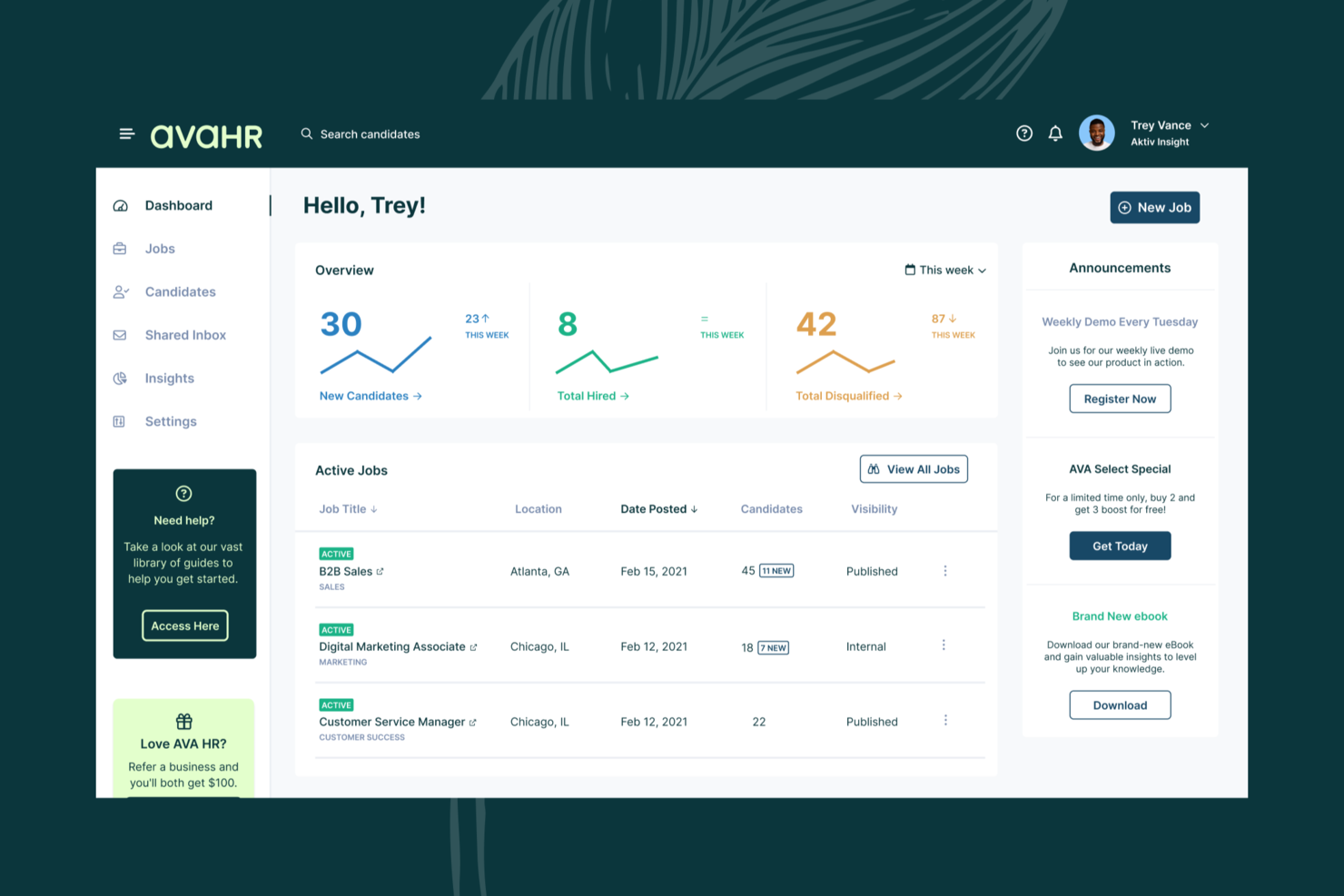 AvaHR screenshot - 10 Best Applicant Tracking Software for Marketing Teams in 2026