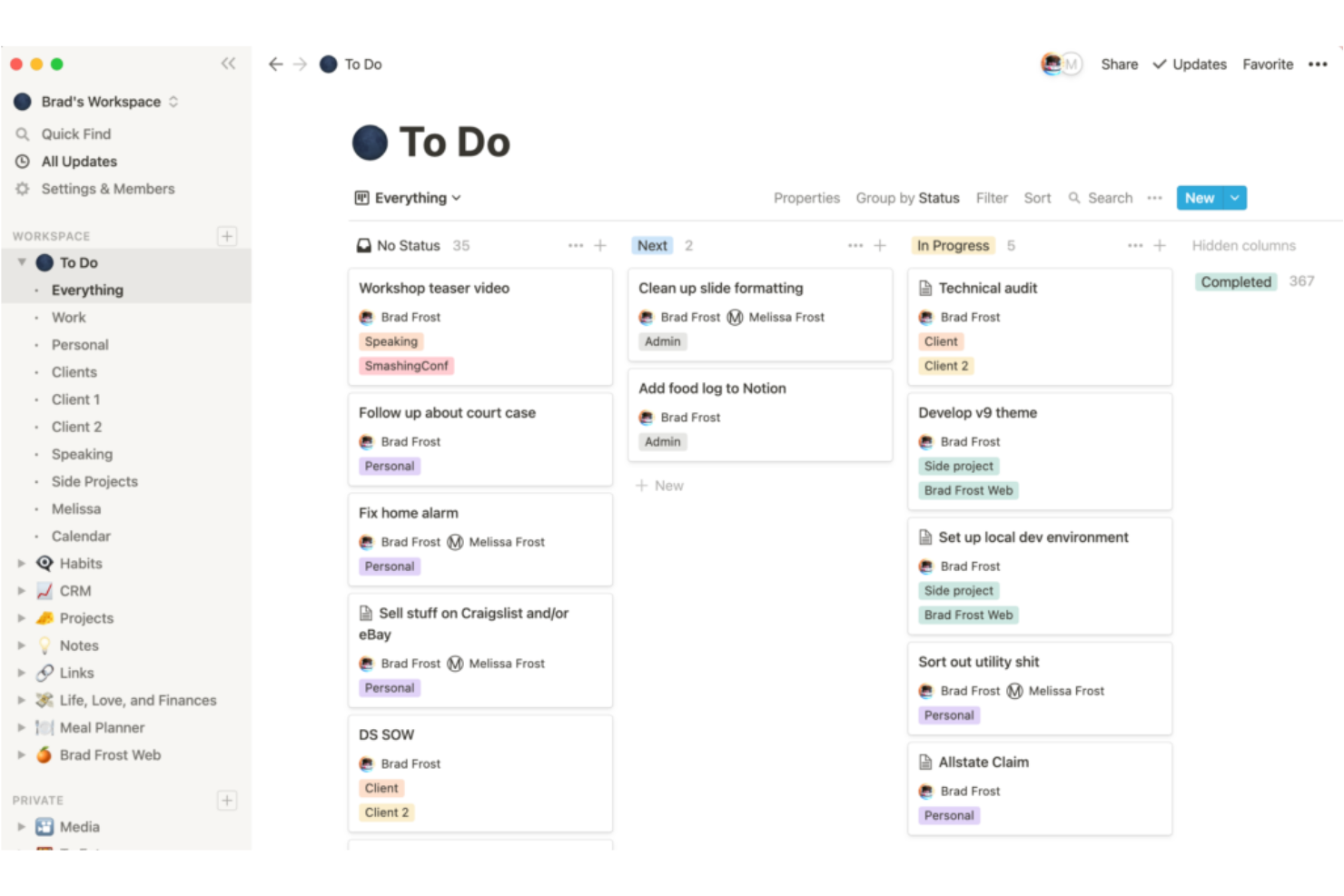 Notion screenshot - 10 beste samenwerkingstools in 2026
