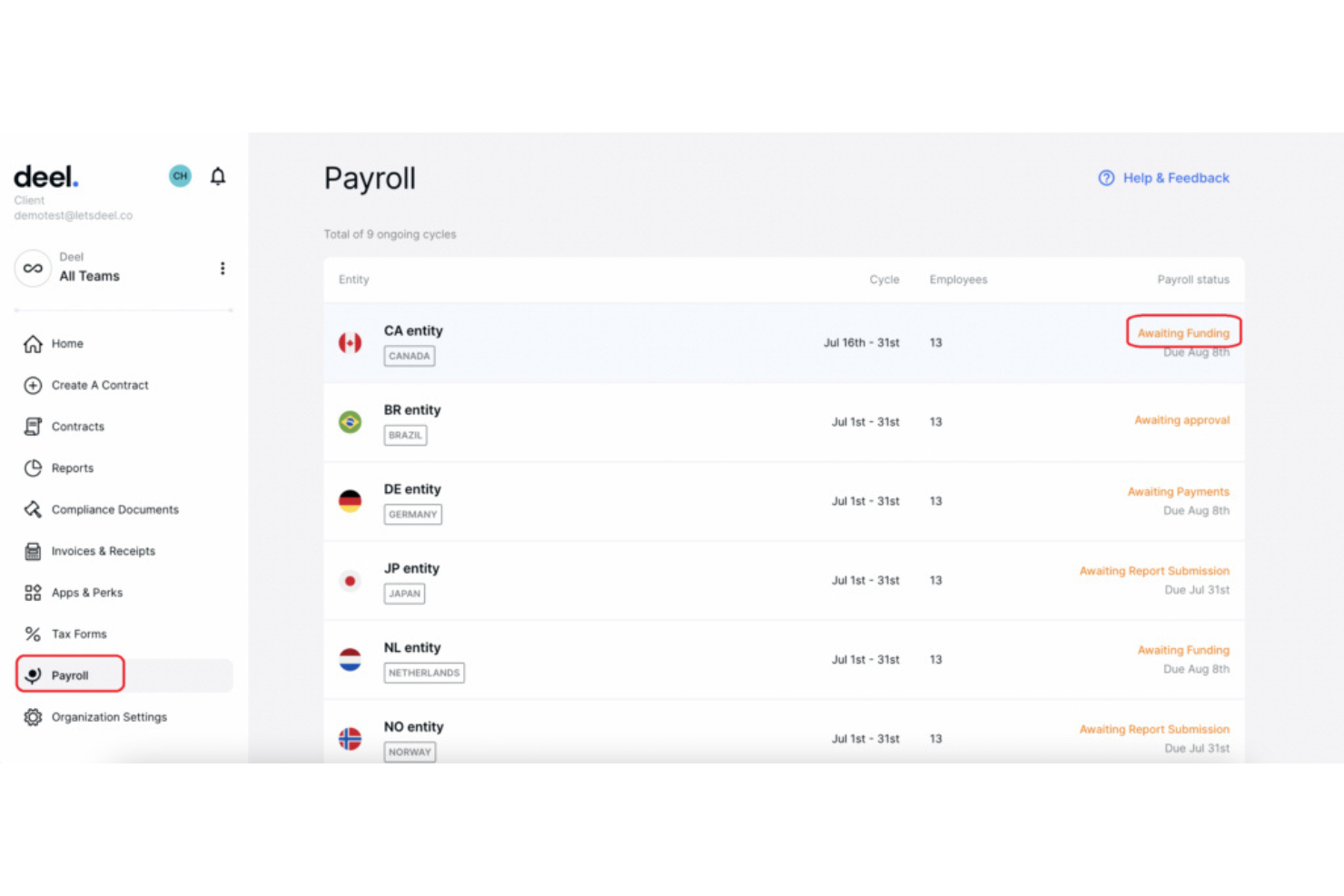 Deel Payroll screenshot - 10 Best Global Payroll Services in Brazil In 2026