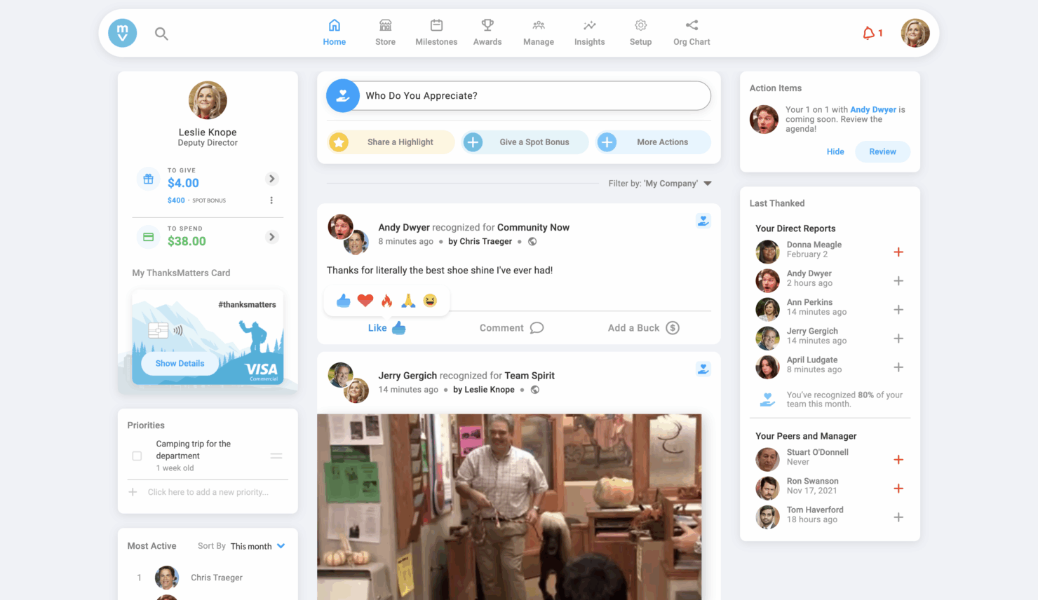Motivosity's social feed is just one aspect that lets employees recognize each other, share highlights, and celebrate contributions.