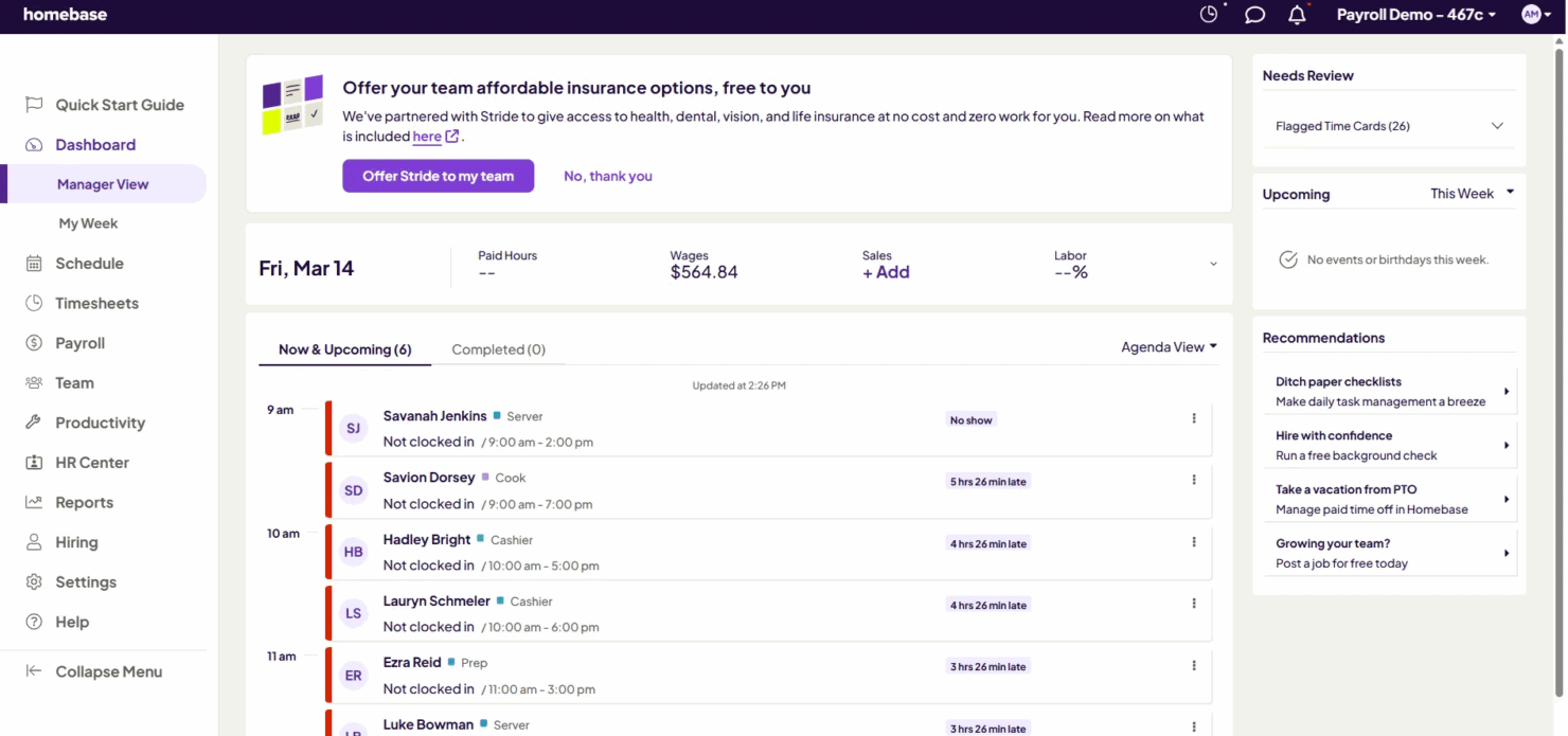Homebase simplifies scheduling, time tracking, and team messaging.