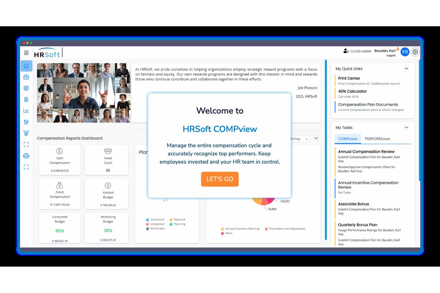 HRSoft manages compensation, bonuses, and equity with accuracy.