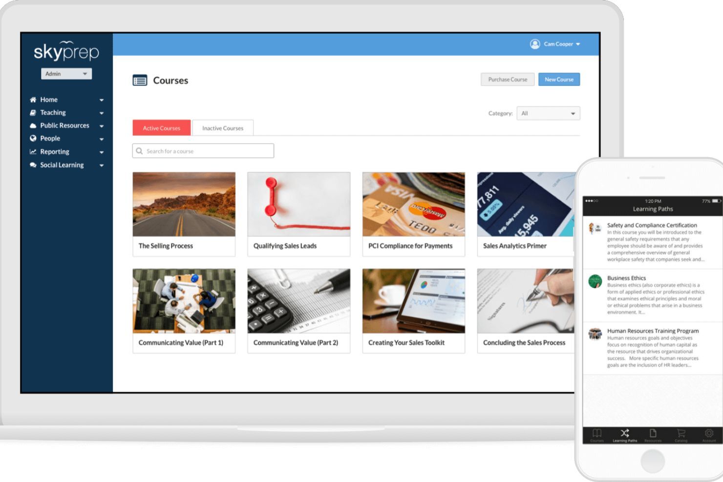 A clean training dashboard showing organized courses and mobile-friendly learning paths.