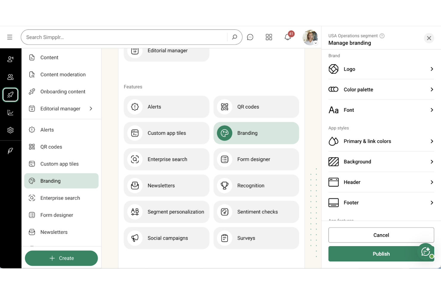 Simpplr lets teams manage branding, content, and engagement in one platform