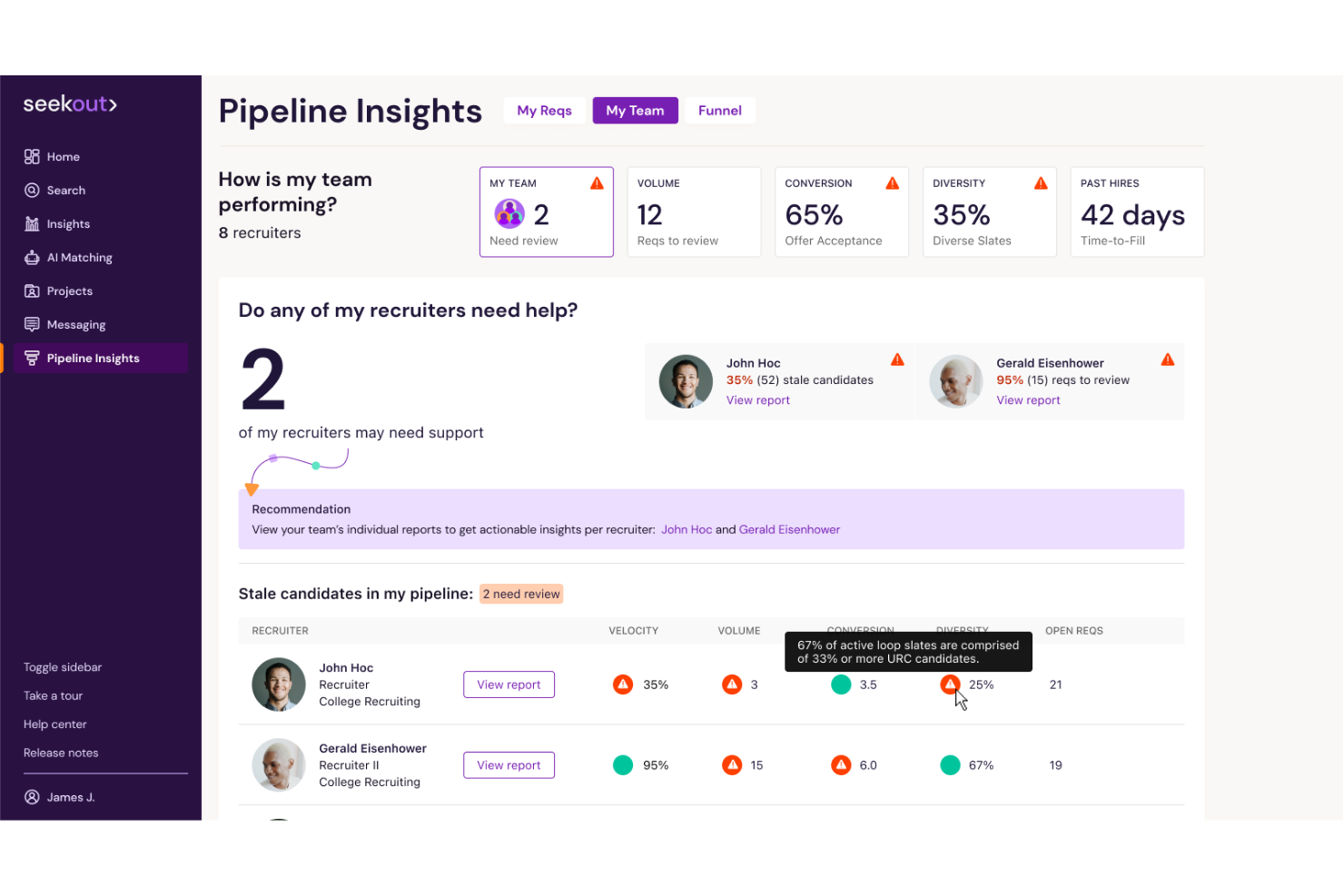 SeekOut uses AI to source, find, and engage diverse talent.