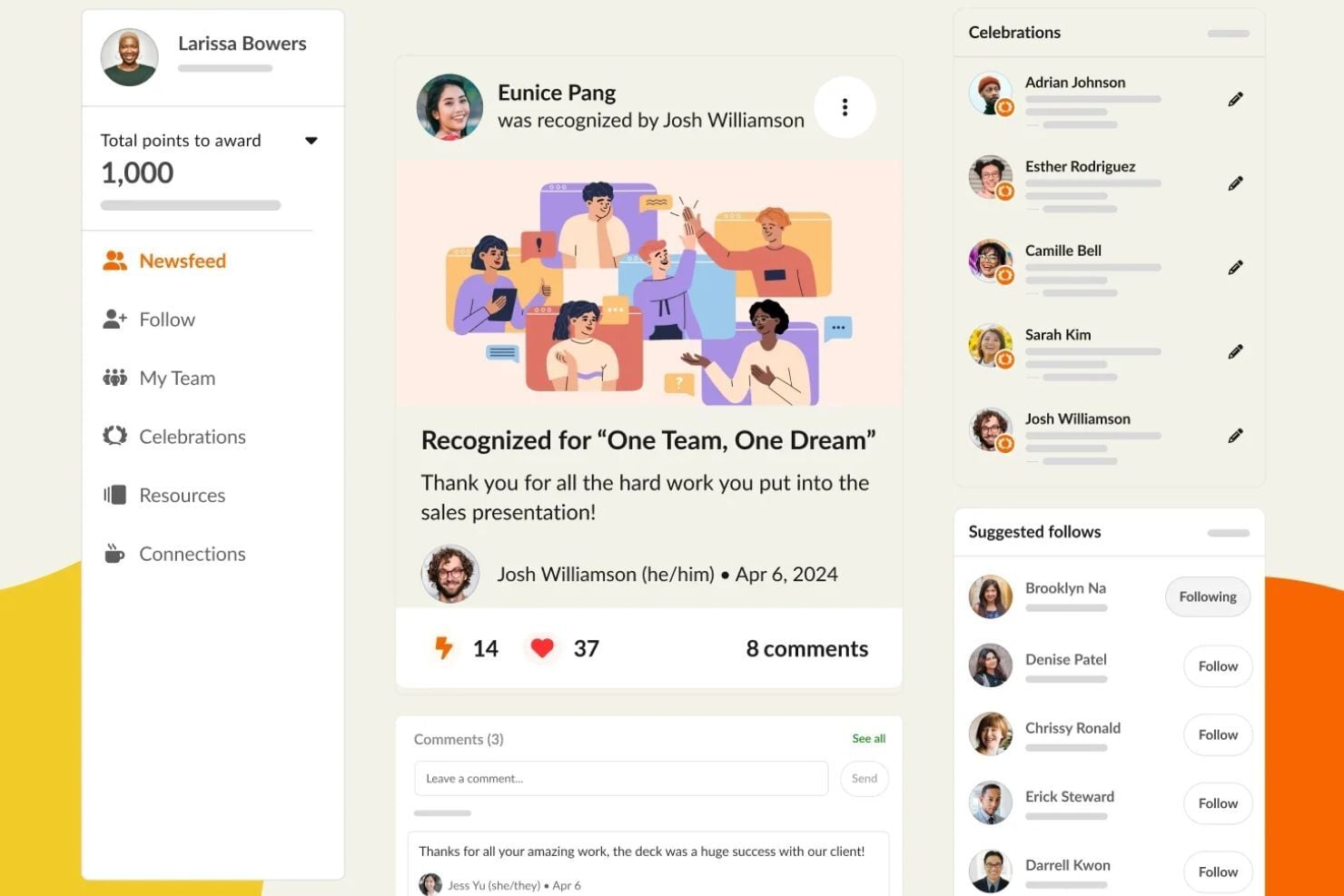 Enterprise-ready recognition platform focused on engagement, analytics, and culture building.