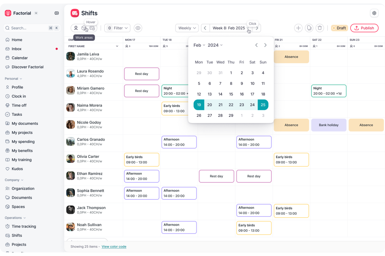 Factorial screenshot - 30 Best Online Employee Scheduling Tools For 2026