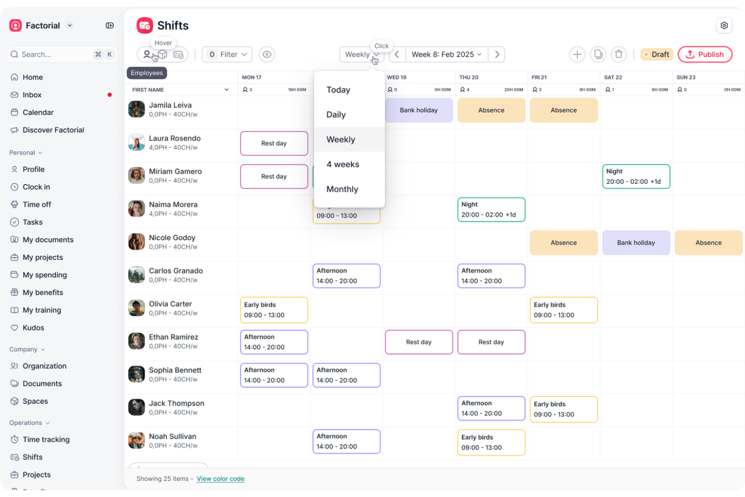 Factorial screenshot - 30 Best Online Employee Scheduling Tools For 2026