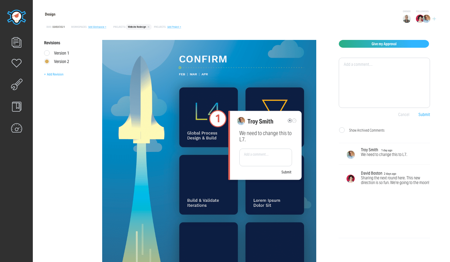 CROOW Creative Review Approvals Screenshot