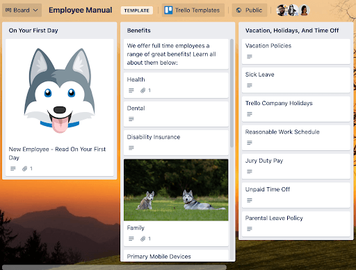 Trello Employee Handbook Screenshot