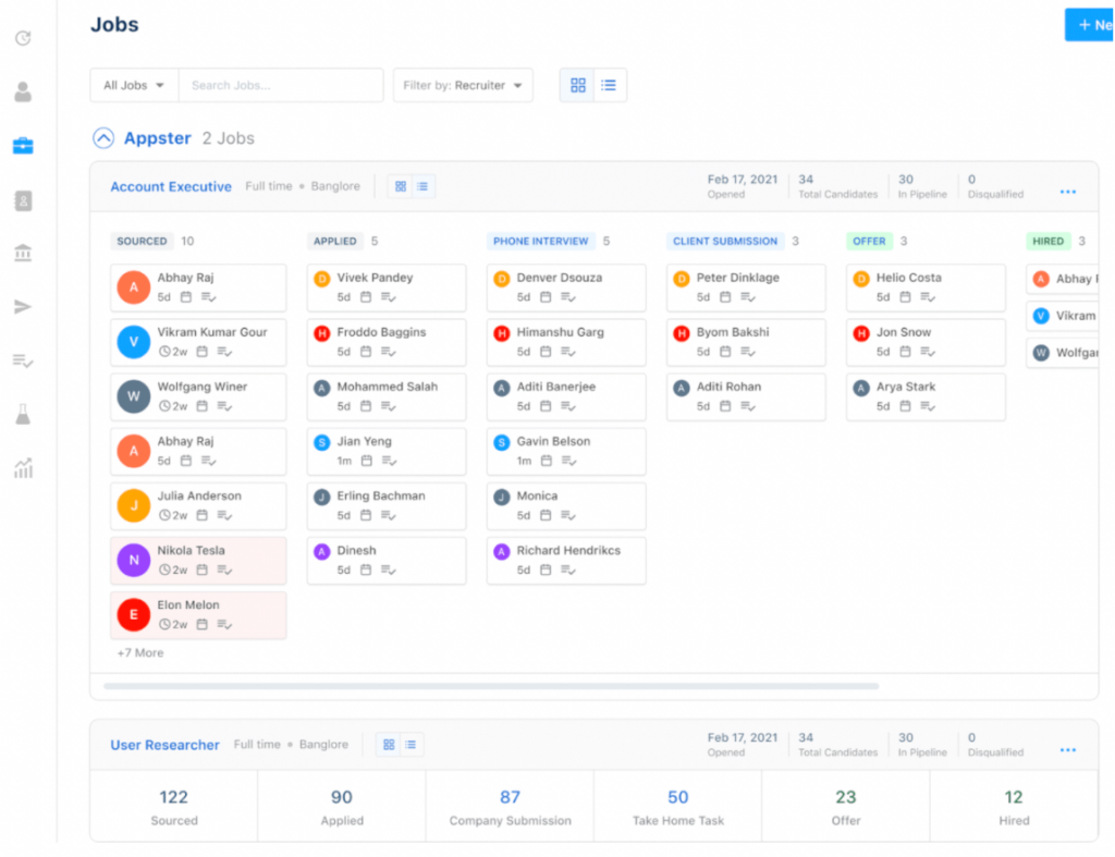 Recruiterflow Applicant Tracking Systems Screenshot