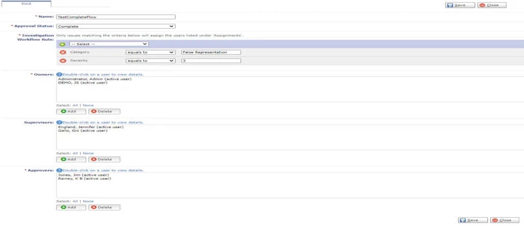 Screenshot Of Compliance Chain Of Reporting