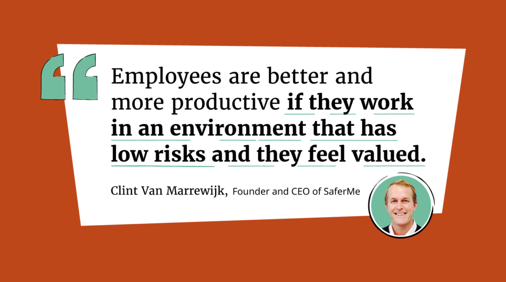 a better world of work is one with less workplace risk with clint van marrewijk quote graphic