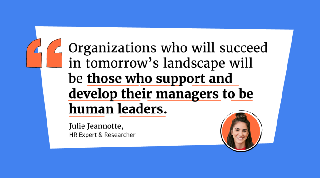 a better world of work is one that is more caring and human with julie jeannotte quote graphic