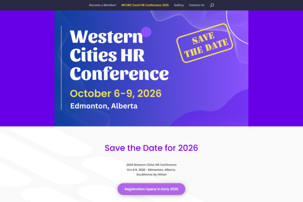 Screenshot of the Excel HR Conference 2026 landing page