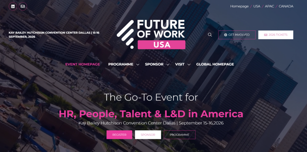 Homepage of the Future of Work USA 2026 Conference