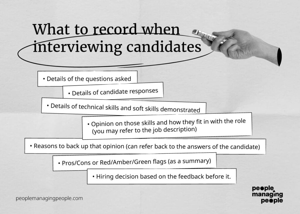 graphics of what to record when interviewing candidates