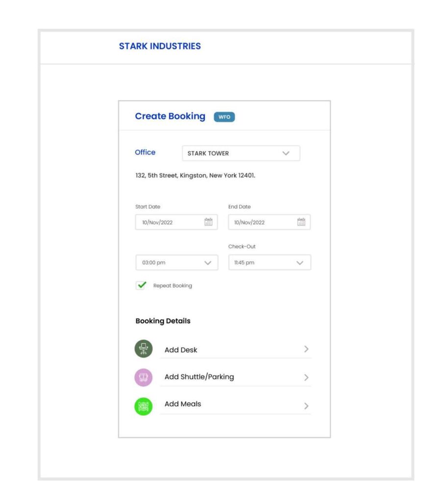 workinsync review screenshot showing employee booking