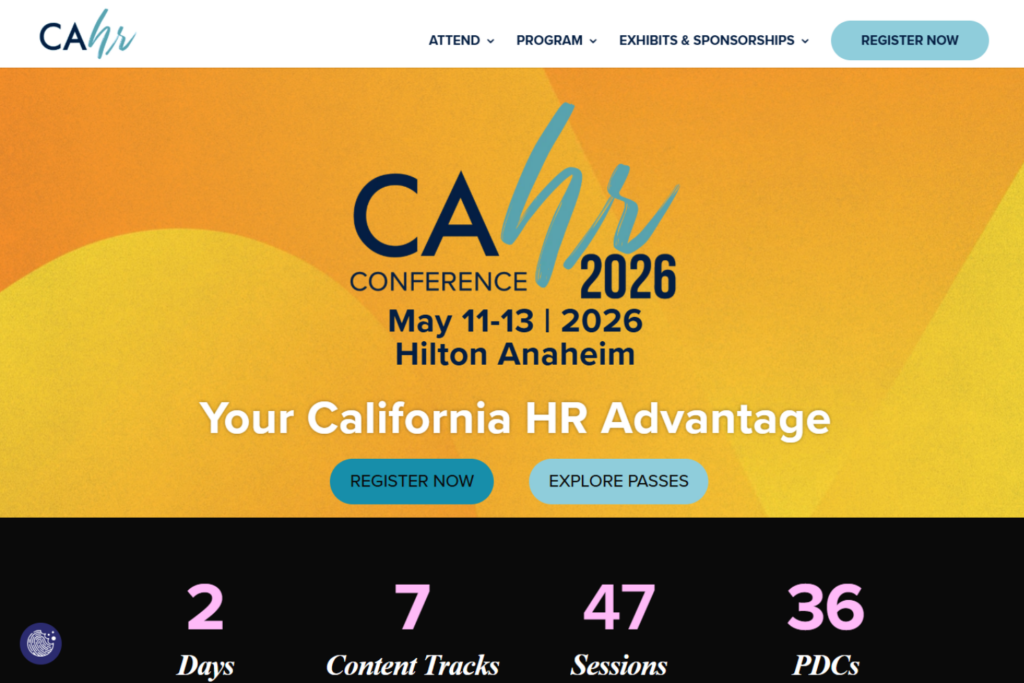 Screenshot of the CAHR25 2026 landing page