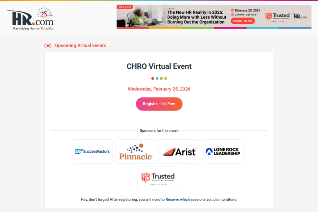 Screenshot of the CHRO Virtual Event 2026 web page