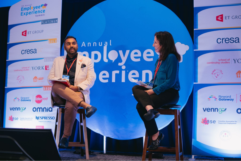 Abhishek Sarathy, Head of Diversity, Inclusion & Belonging at Canadian Tire Corporation shared the stage with Tovit Neizer, Business Storyteller, at the 2025 Employee Experience Summit in Toronto