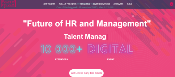 Future of HR conference landing page screenshot