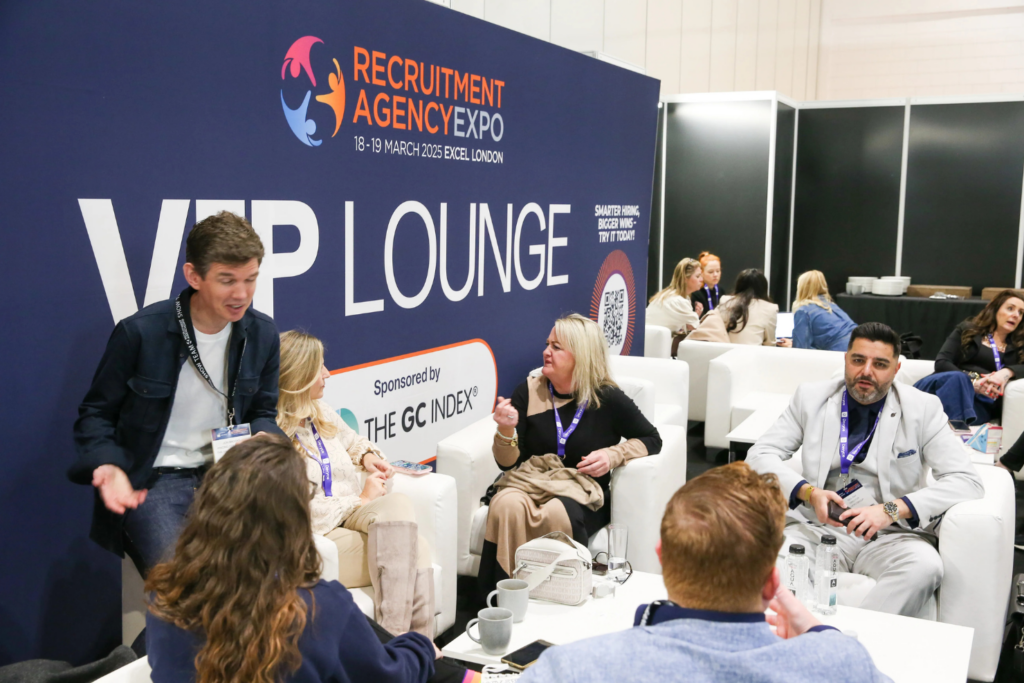 Delegates networking at the VIP lounge at the Recruitment Agency Expo 2025