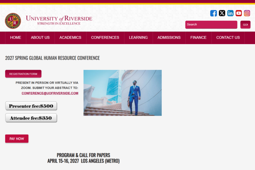 Spring Global Human Resource Conference 2027 homepage screenshot