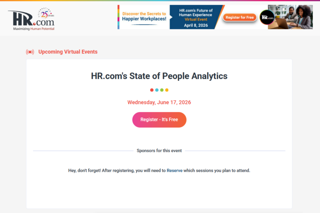 Screenshot of the HR.com's State of People Analytics 2026 conference