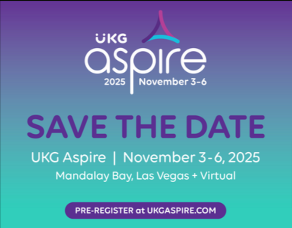 Banner for the UKG Aspire 2025 conference