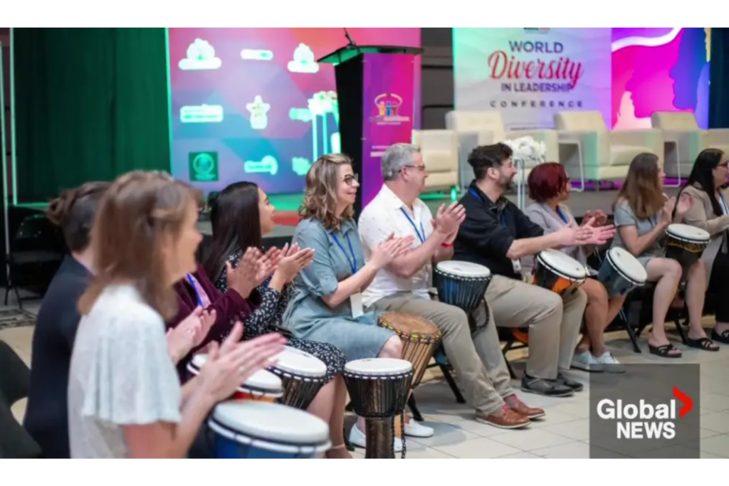 Participants playing beat using djembe drum during the WODIL 2025