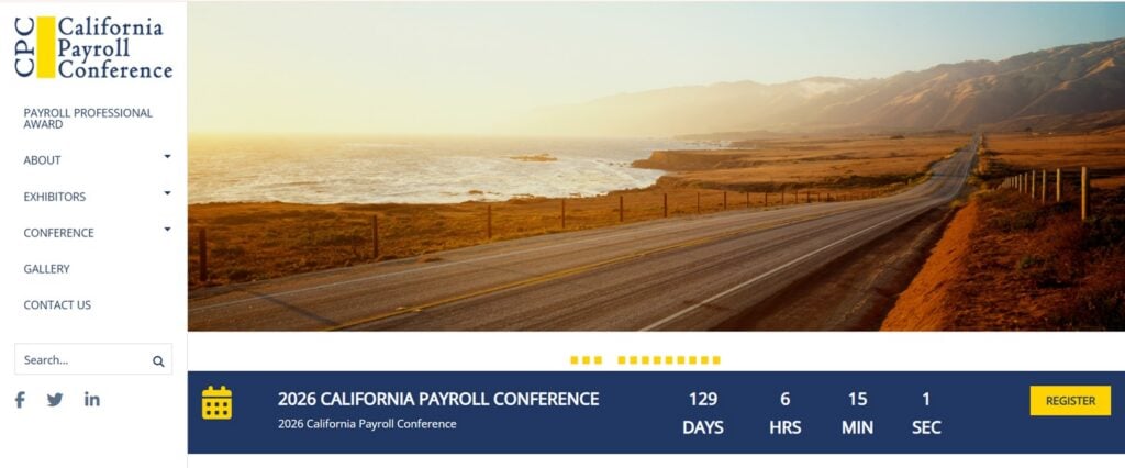 Página de inicio de la California Payroll Conference 2026