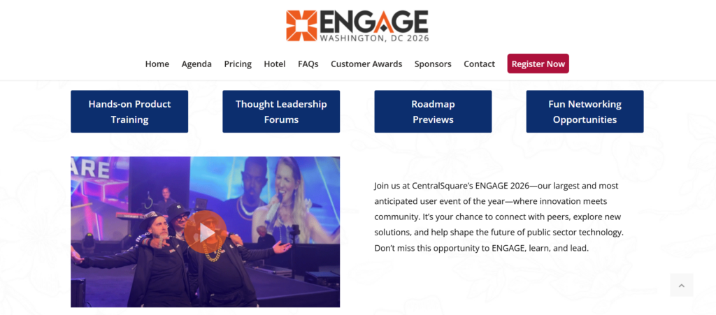 CentralSquare ENGAGE keynote session with speakers presenting workforce and public sector technology topics.