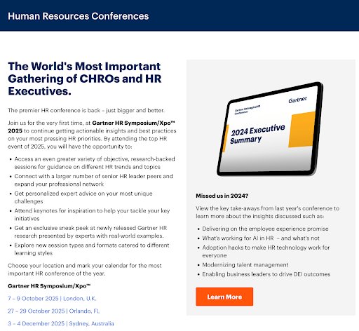 Gartner HR Symposium/Xpo™ website screenshot